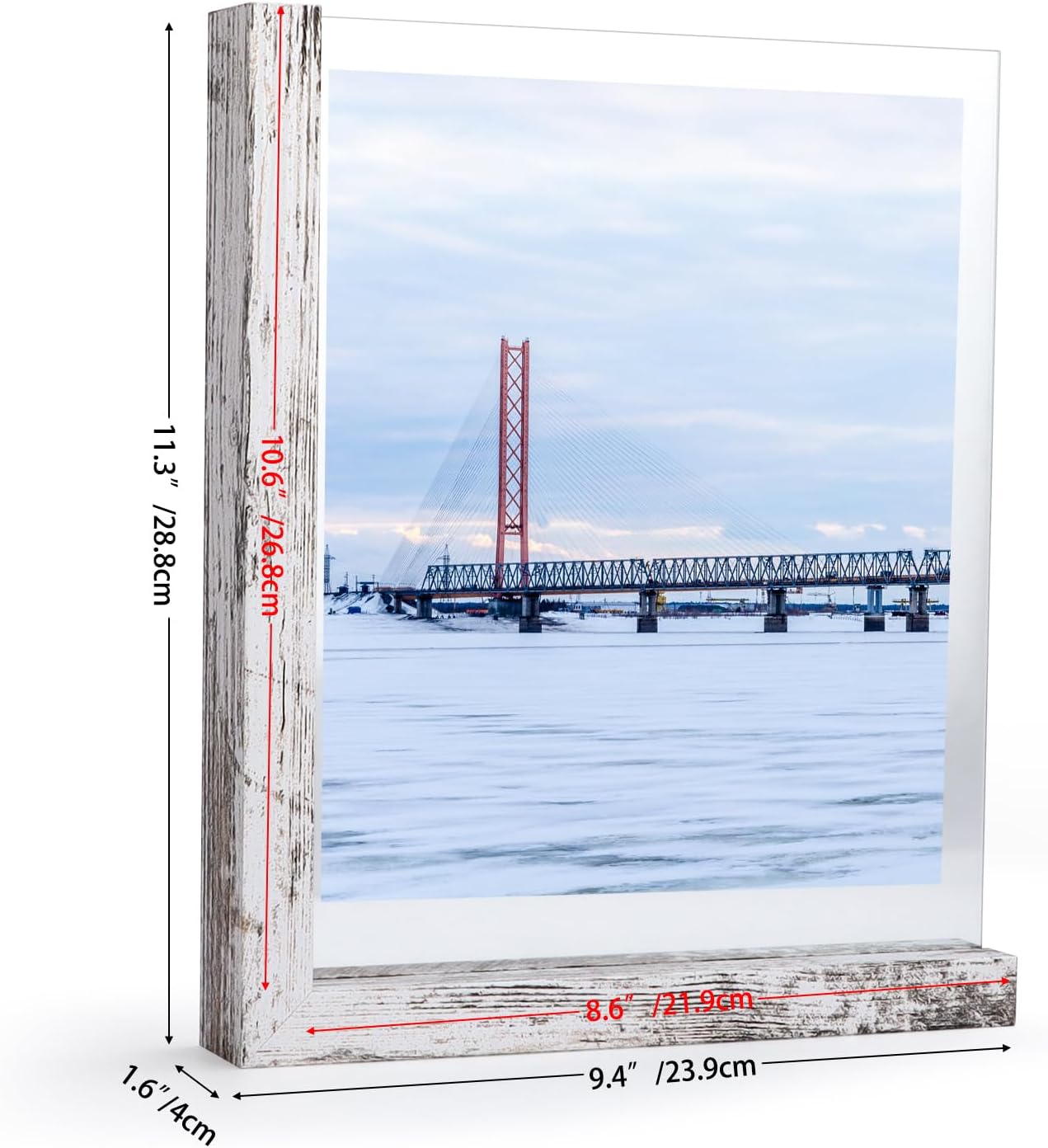 Lavezee 8x10 Picture Frames Set of 2, Double Sided Frame with Distressed White L Shaped Holder Stand for 8 by 10 Photo Art, Desktop or Tabletop Decor