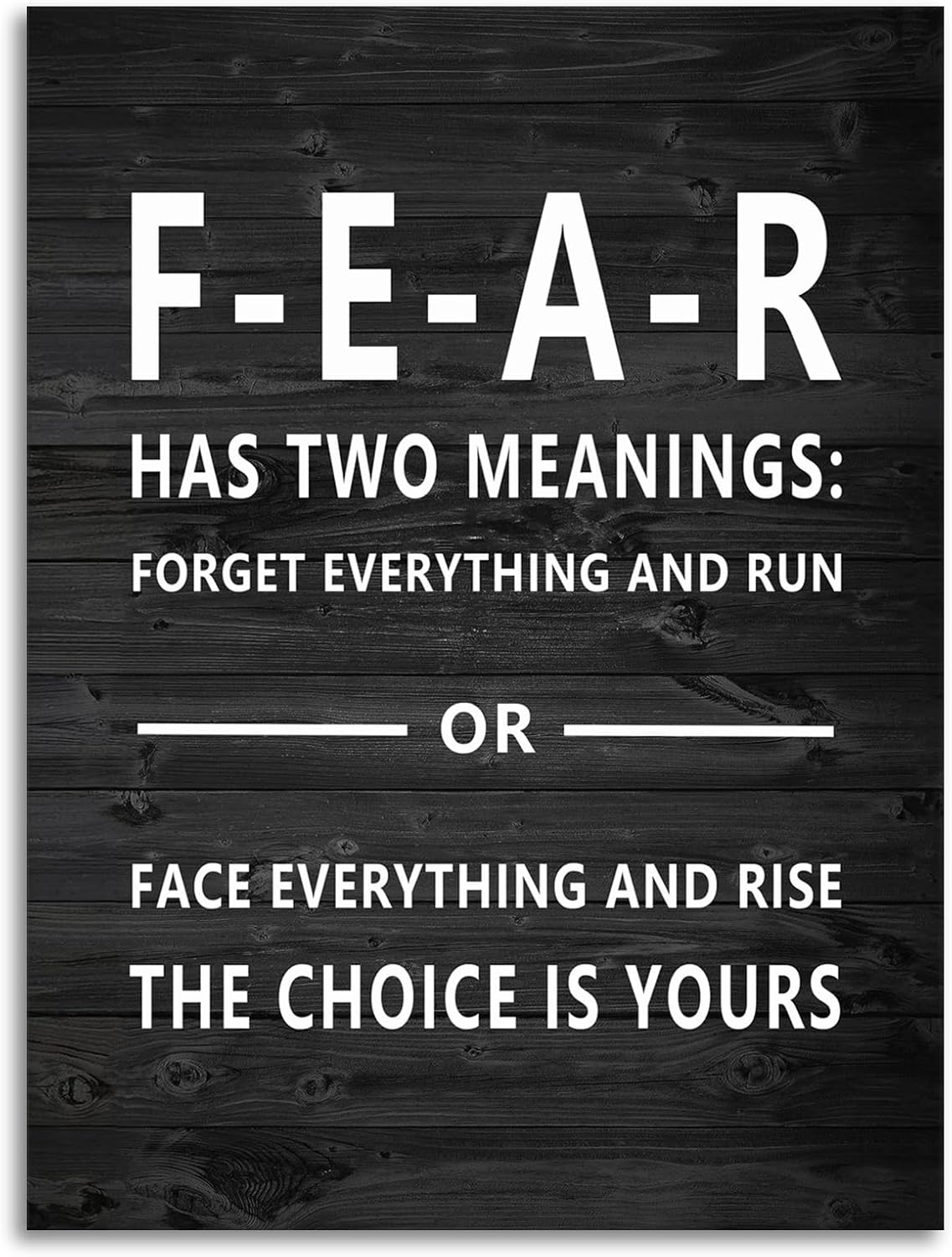 Inspirational Wall Art for Office Quotes Theme Wall Decor for Fear Has Two Meanings Motivational Canvas Prints Poster Framed Artwork Wall Art for Home Decor Framed and Stretched[18''W X 24''H]
