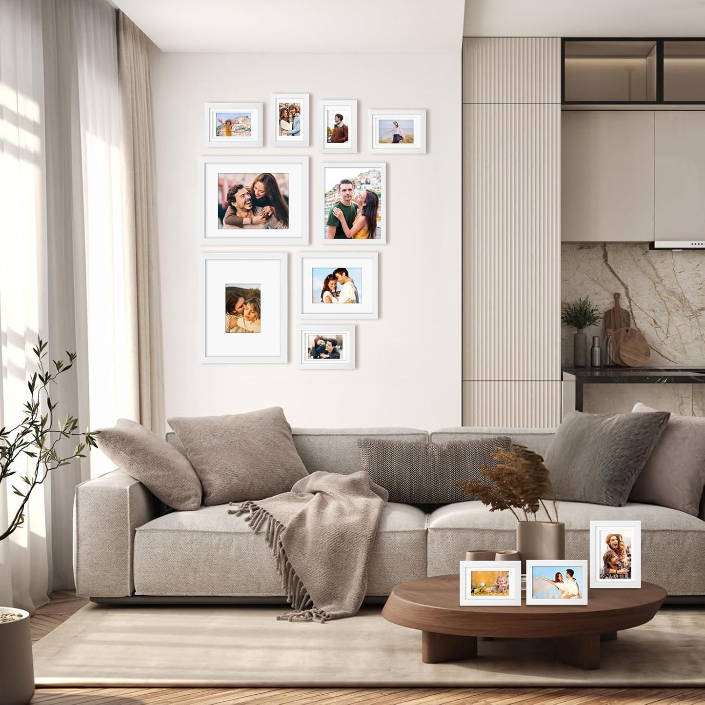 Egofine Picture Frame Set 12 Pack, Picture Frames Collage Wall Decor with Two 11x14, Two 8x10, Four 5x7, Four 4x6, Photo Frames for Wall and Tabletop, Made of Solid Wood, Covered by Plexiglass, White