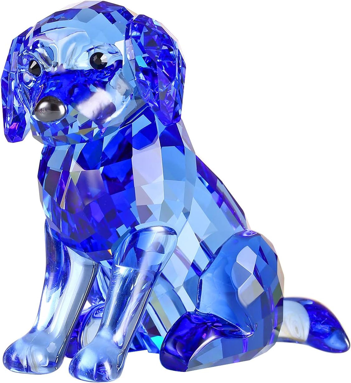 Crystal Labrador Dog Puppy Figurine Animals Lovely Craft Home Decor Ornaments Collectible Birthday Gifts (Blue)