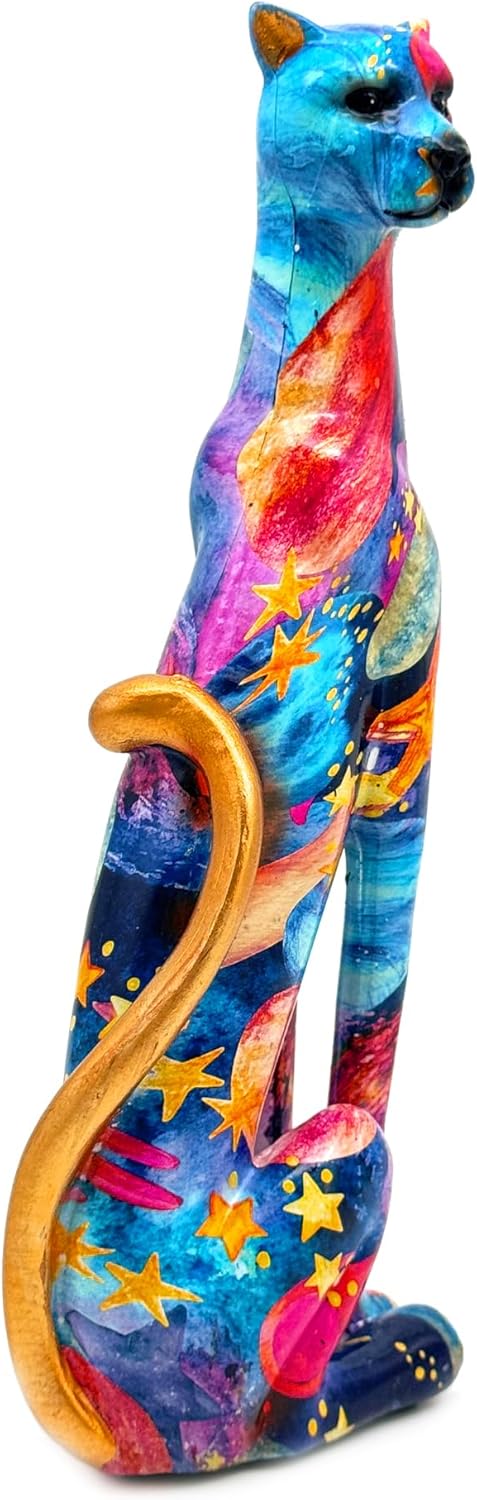 Colorful Leopard Statue Art Figurine Sculpture Collectible Gifts for Leopard Lover Office Home Decor Desk Accessories Decoration Garden Figurines Outdoor Decor (Color F)