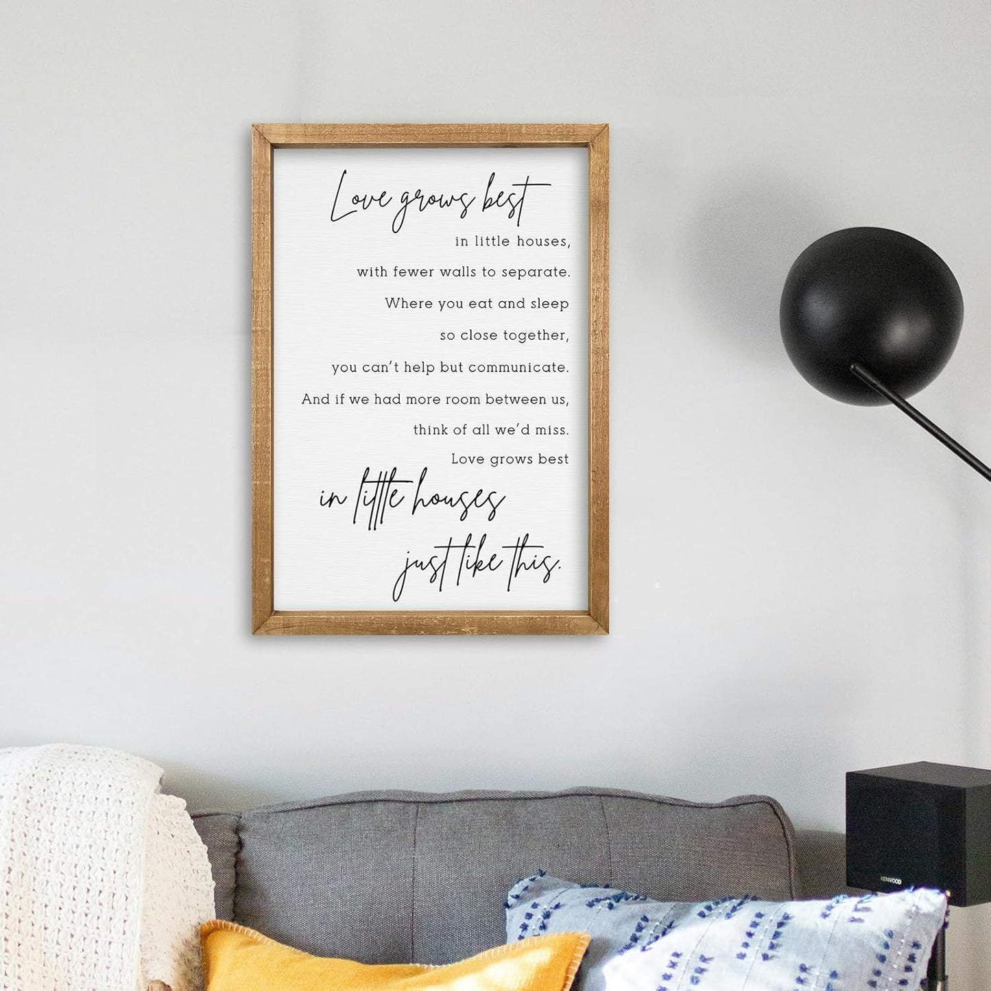 comurdyo Love Grows Best In Iittle Houses Wall Decor 16"×11" Inspirational Love Quote Sign Family Wood Framed Wall Hanging Art (Wood)