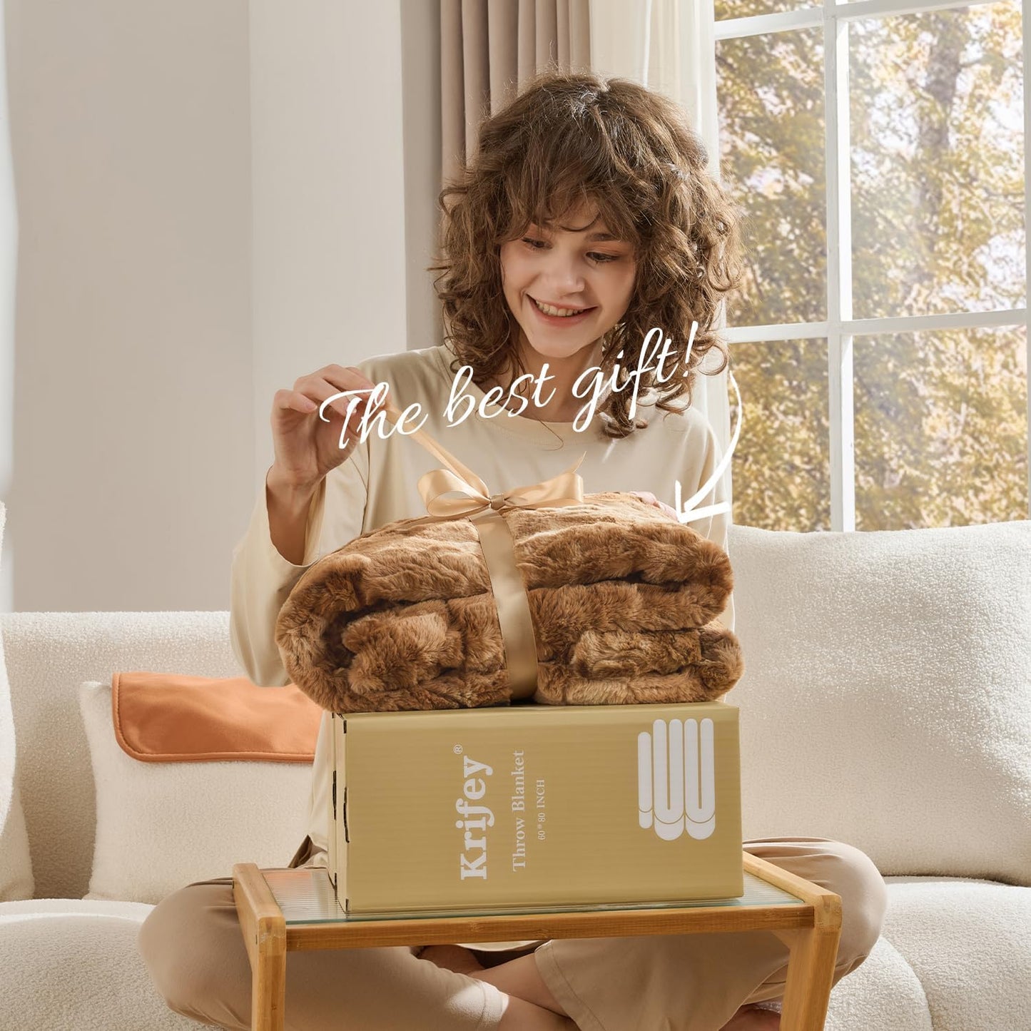 Krifey Faux Fur Throw Blanket for Couch Bed, 3D Marble Texture Soft Throws, Cozy Fuzzy Plush Thick Warm Blanket, Faux Rabbit Fleece, Christmas Birthday Gifts for Men Dad, Tie Dye Brown, 50x60in