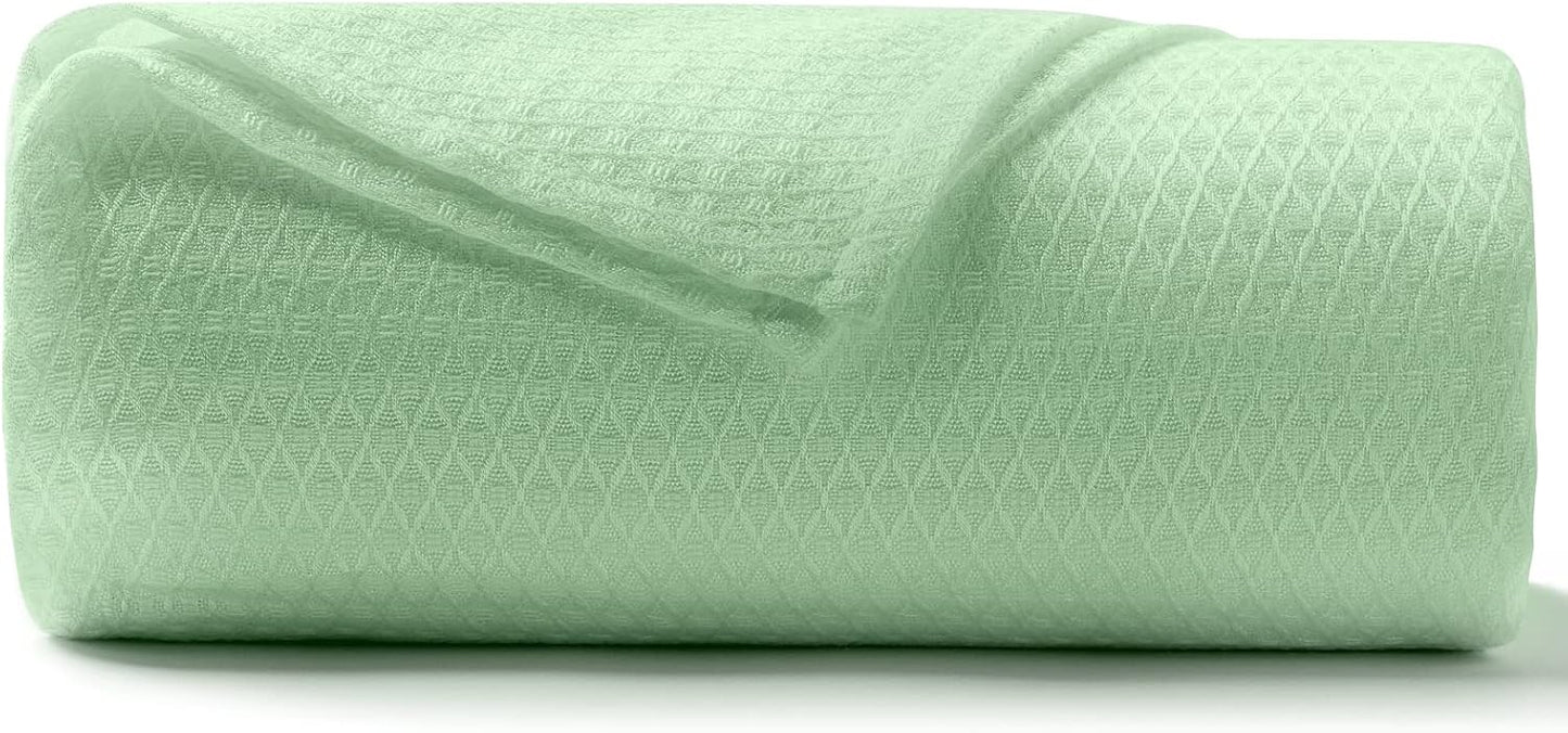 DANGTOP Cooling Blankets for Hot Sleepers, 100% Rayon Absorbs Body Heat to Keep Cool on Warm Night, Ultra-Cool Lightweight Blanket(90x90 inches, Bean Green)
