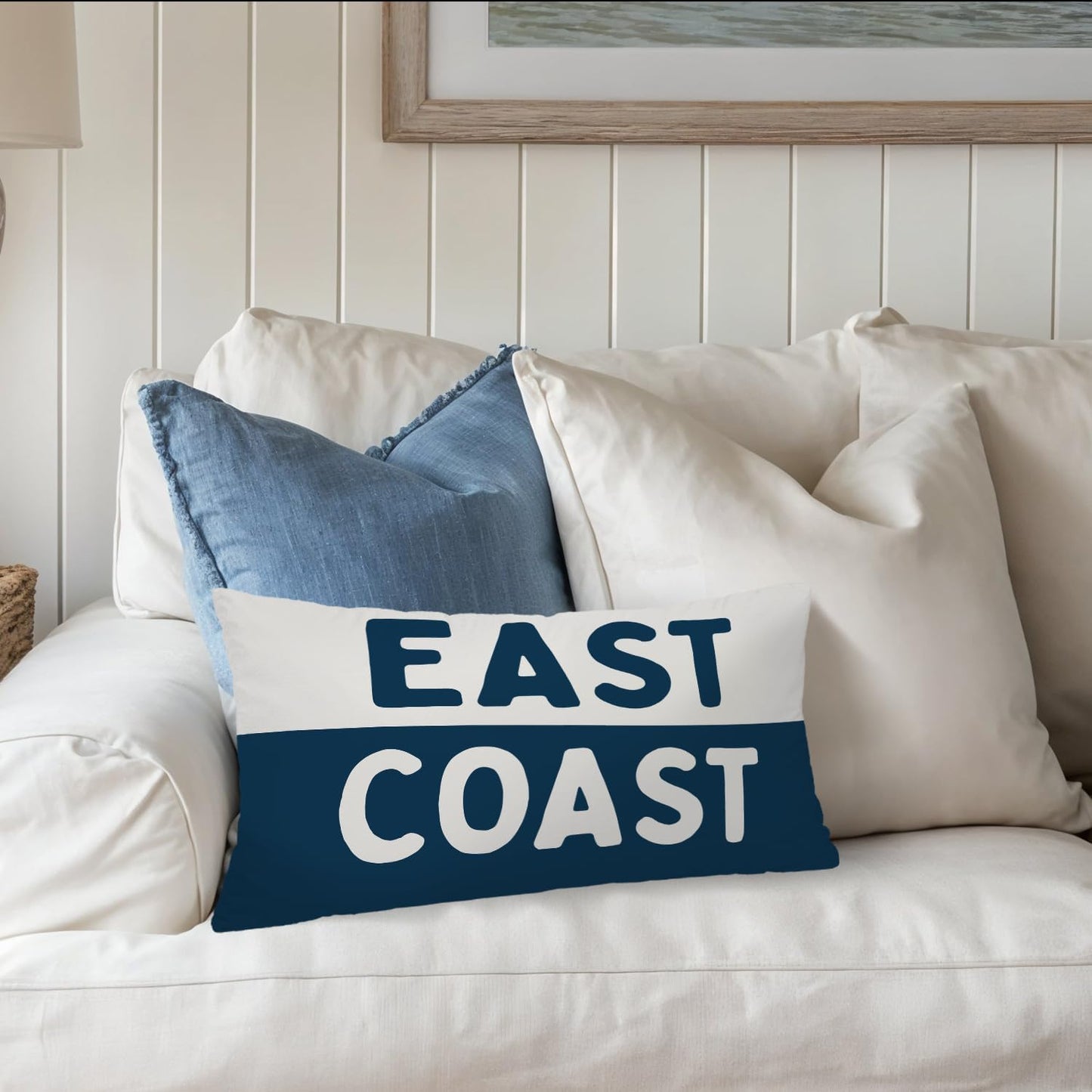 Coastal Beach Room Decor 12x20 Pillow Cover, Coastal Preppy Trendy Retro Neutral East Coast Decorative Lumbar Pillow Covers for Bedroom College Dorm Sofa Couch