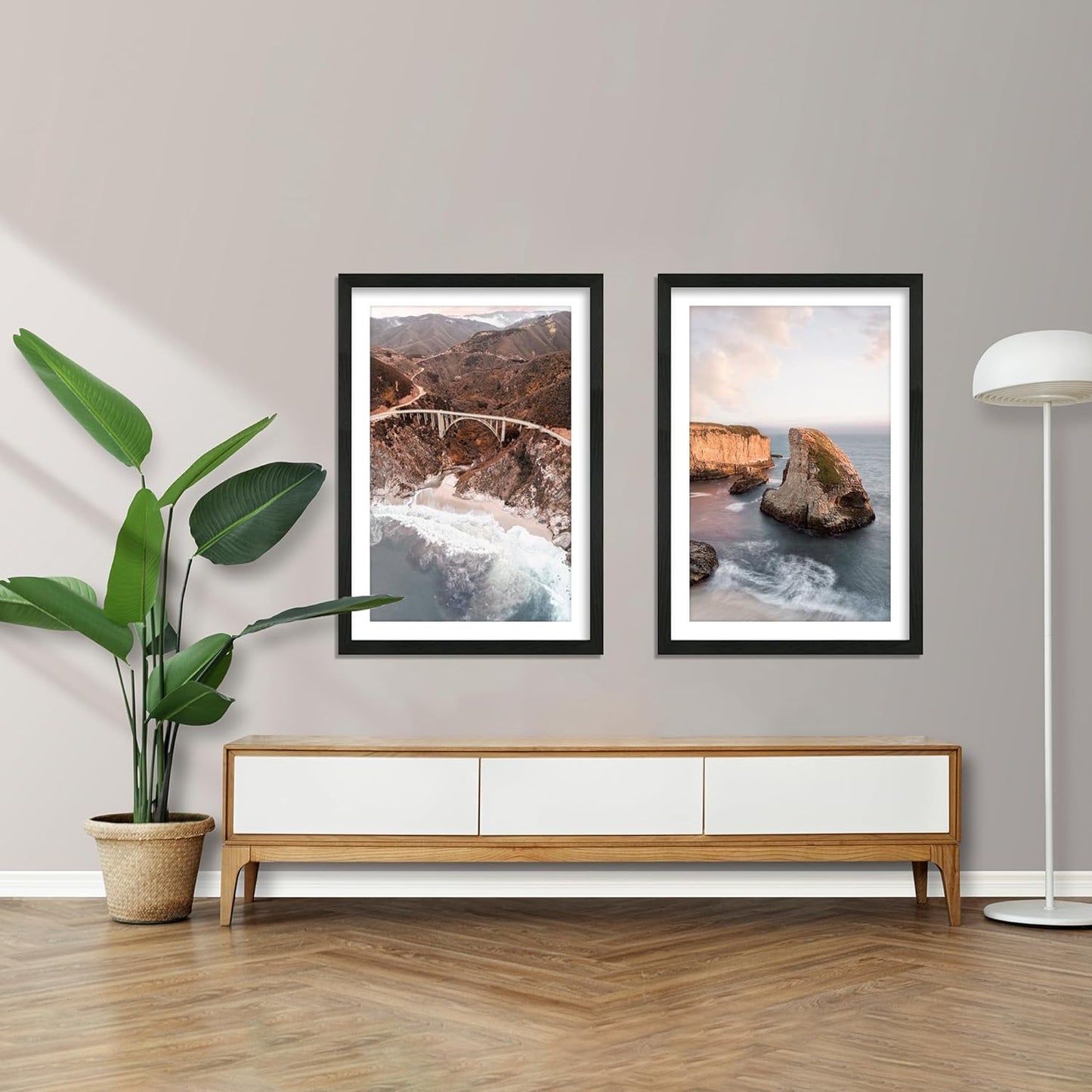 iRahmen 16x24 Picture Frame Set of 2 with Plexiglass, Black Wood Frame Display 12x18 Picture with Mat or 16 x 24 Without Mat, Poster Frame for Photo Wall Mounting Horizontal and Vertical