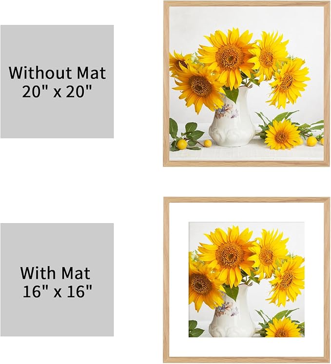 20x20 Oak Wood Picture Frames -20"x20" Poster Frames for Wall, 20x20 Picture Frame, 20 x 20 Picture Frames, 20 x 20 Frames for Wall(1 Pack, Beige)