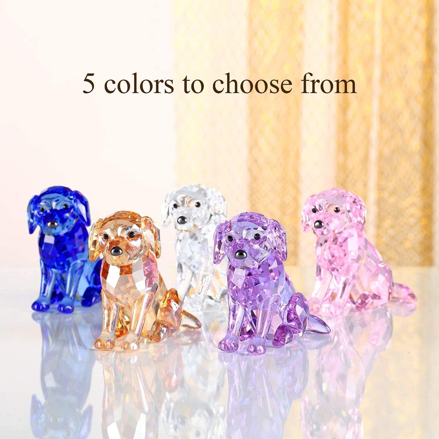 Crystal Labrador Dog Puppy Figurine Animals Lovely Craft Home Decor Ornaments Collectible Birthday Gifts (Purple)