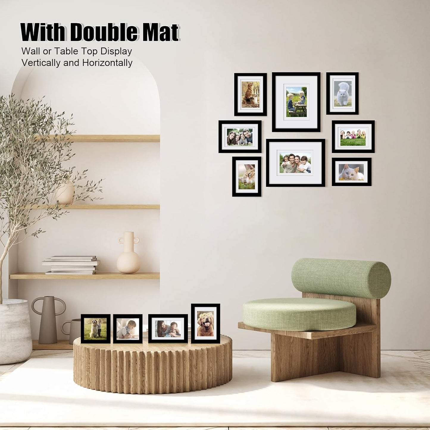 Egofine 12 Pack Black Gallery Wall Frame Set Solid Wood Picture Frame Collage Wall Art Decor for Home Decoration,Hanging or Tabletop Display,Include Multi-Size Two8x10, Four5x7,Four4x6,Two4x4