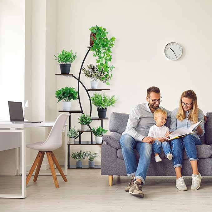 Plant Stand Indoor with Grow Light,8 Tiered Tall Plant Shelf for Multiple Plants, 64.6" Tall Plant Stands for Indoor Plants, Wooden Display Rack Holder, X-Shape Plant Rack, Corner Flower Stand for Living Room, Garden, Patio