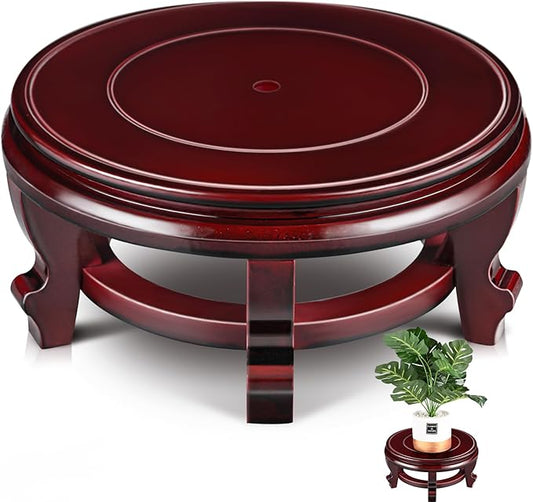 Yoiemivy 10 Inch Wooden Plant Stand Indoor Flower Pot Base Vase Display Shelf Chinese Fishbowl Planter Stands for Display Oriental Style Plant Pot Pedestal Stand