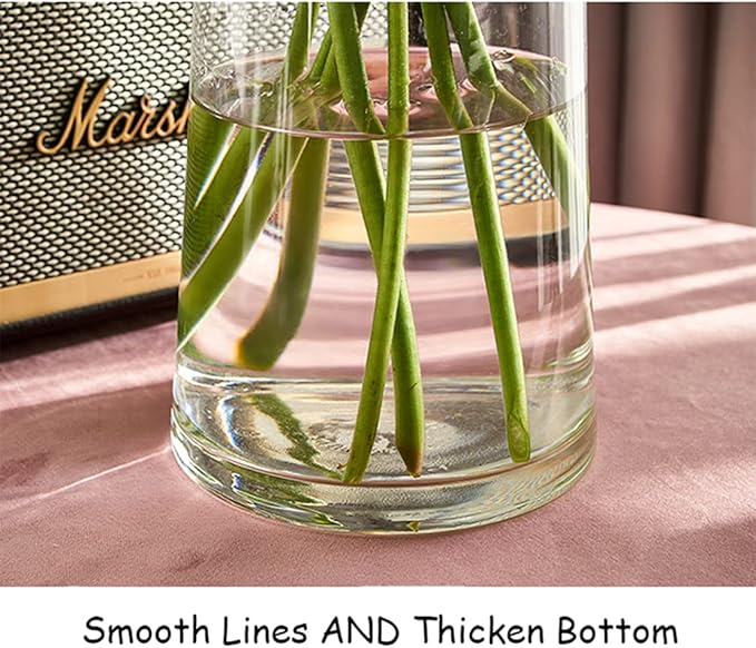 Clear Glass Flower Vase with Gold Mouth for Centerpieces Home Wedding Decoration (1, Large 5.2" x 9.9“)