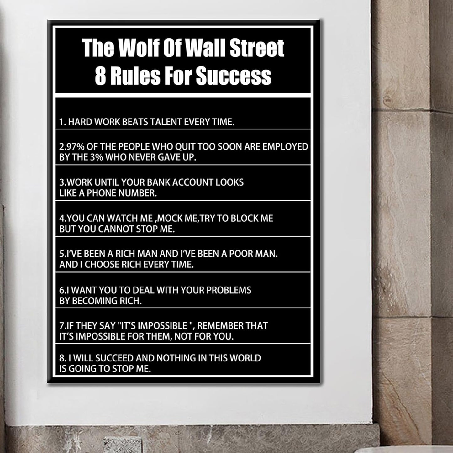 Inspirational Wall Art Home Office Decor Success Positive Affirmations Quotes Poster Print Motivational Wall Decor for Living Room Office Classroom Artwork Stretched and Framed [30''Wx 40''H]