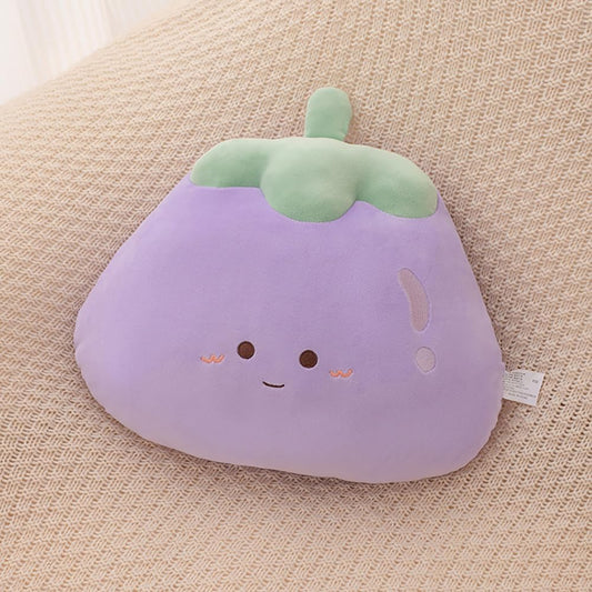 Eggplant Throw Pillows Decorative Cute Soft Vegetable Hugging Pillow Stuffed Food Soft Plush Cushion Décor for Birthdays Gifts Home Decor (Purple)