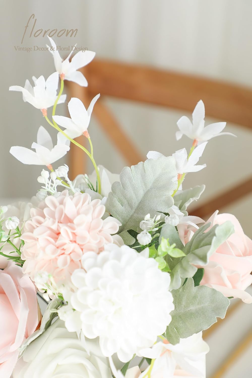 Floroom Artificial Greenery Stems Box Set, 97pcs with 6 Kinds of Faux Greenery Flowers Picks for DIY Bridal Bouquets Wedding Floral Arrangement Table Centerpieces, Sage Green & White