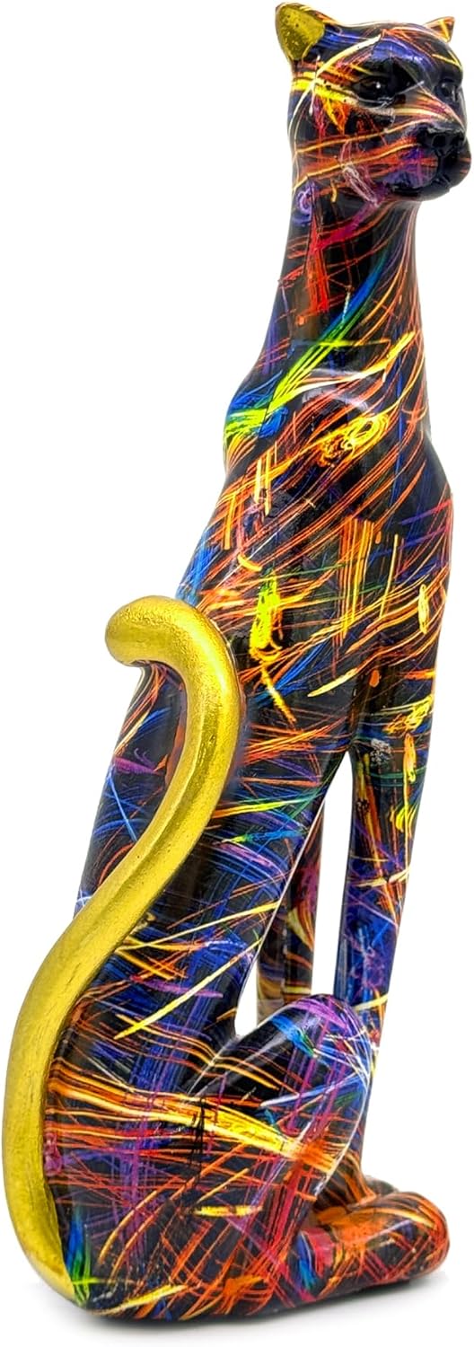 Colorful Leopard Statue Art Figurine Sculpture Collectible Gifts for Leopard Lover Office Home Decor Desk Accessories Decoration Garden Figurines Outdoor Decor (Color E)