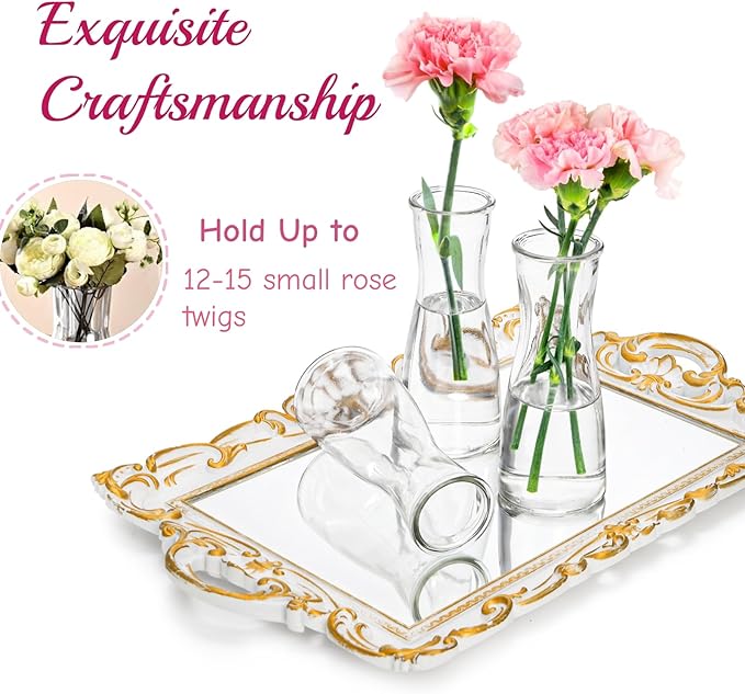 Set of 12 Glass Bud Vases, Clear Small Vases for Flowers Centerpieces, Minimalist Decorative Bulk Vases for Wedding, Birthday, Events, Dining Room Decor