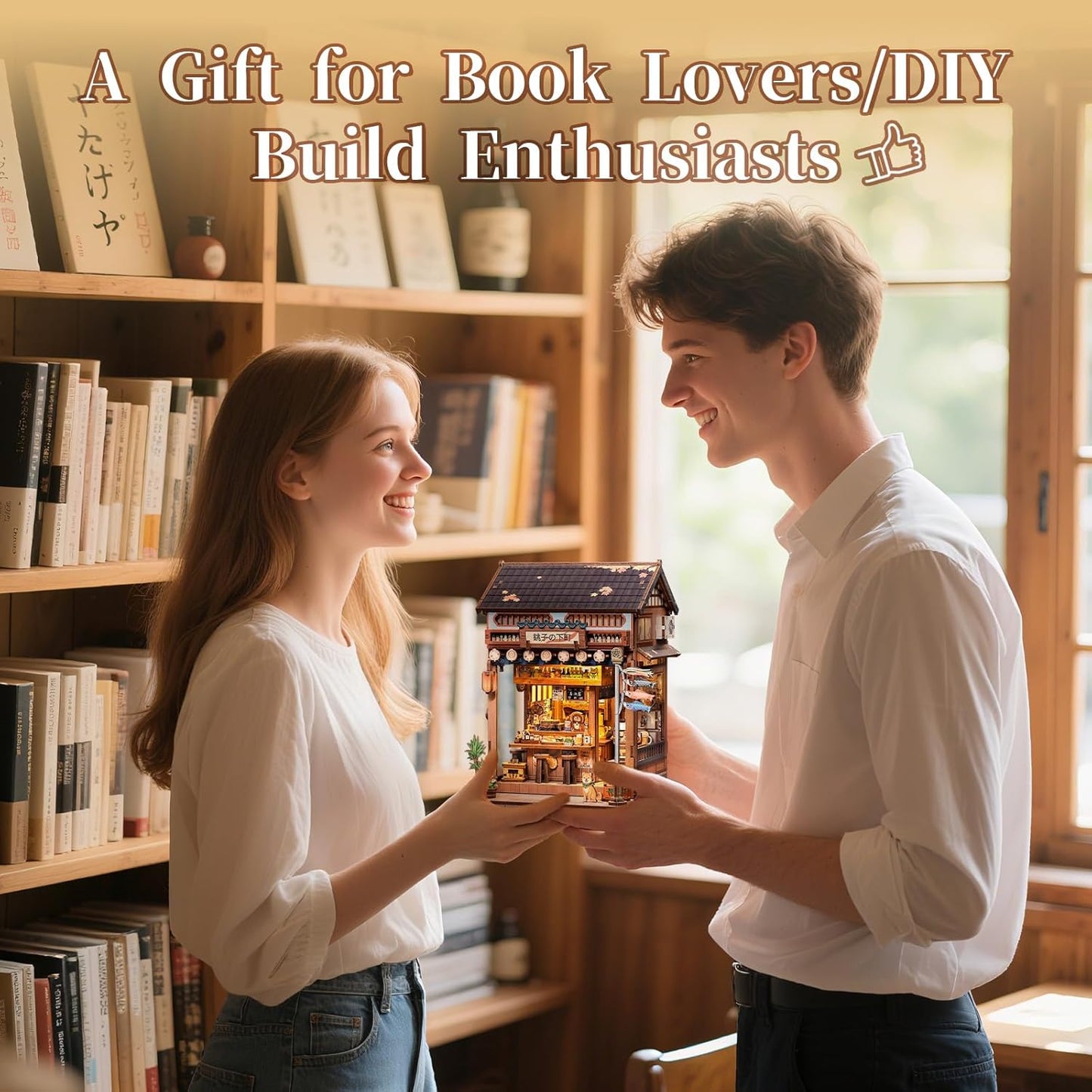Fsolis Japanese Book Nook Kit - DIY Bookshelf Miniature Dollhouse Kit for Adults, Mini House Tiny 3D Puzzles Adult Craft Gifts for Women Teenagers Book Lovers (Izaka-ya Kurosawa)