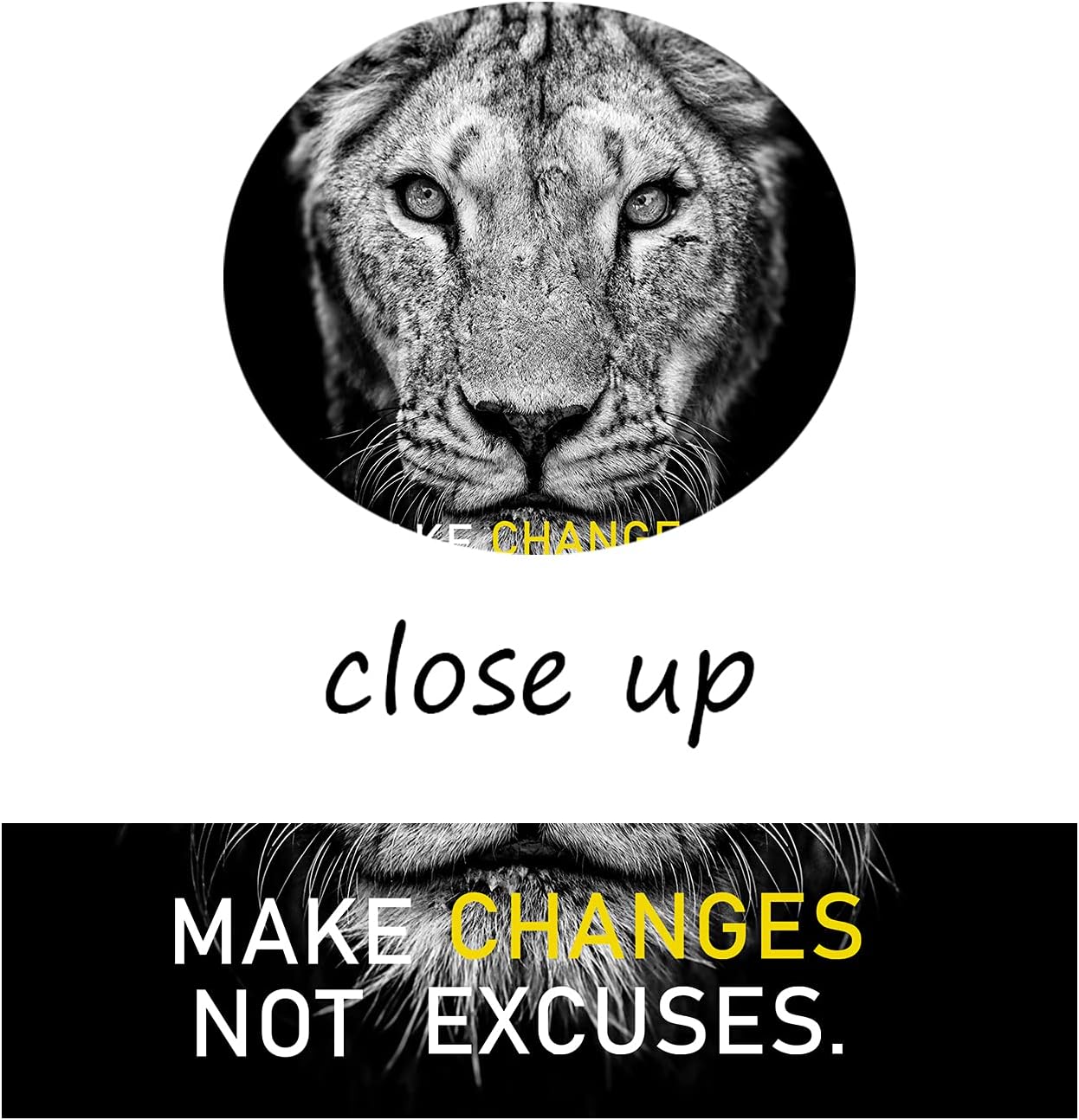 GoForArt Inspirational Canvas Wall Art, Famous Quote Prints Motivational Wall Decor, Black Make Changes Poster for Office Living Room, Animal Lion Bedroom Dining Room Artwork Home Decoration 12x18in