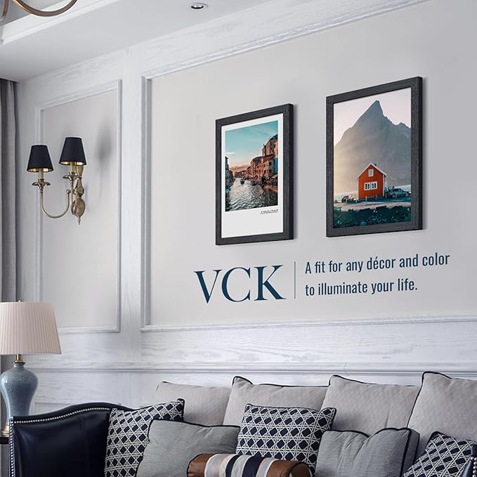 VCK 13x19 Black Oak Poster Frame 3-Pack, Natural Textured Solid Wood Picture Frame, Wall Hanging