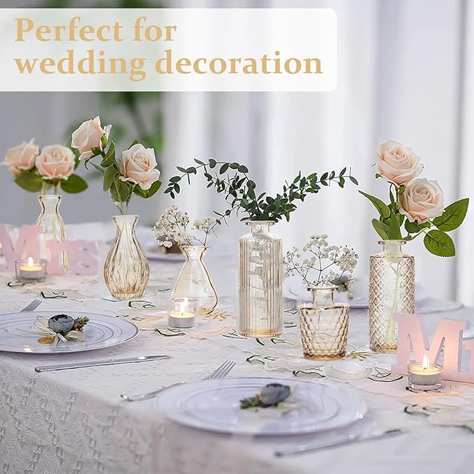 RUCKACE Bud Vases in Bulk 22 Gold Glass Small Vases Flower Vase for Centerpiece Table Wedding Decorations Home Decor Party