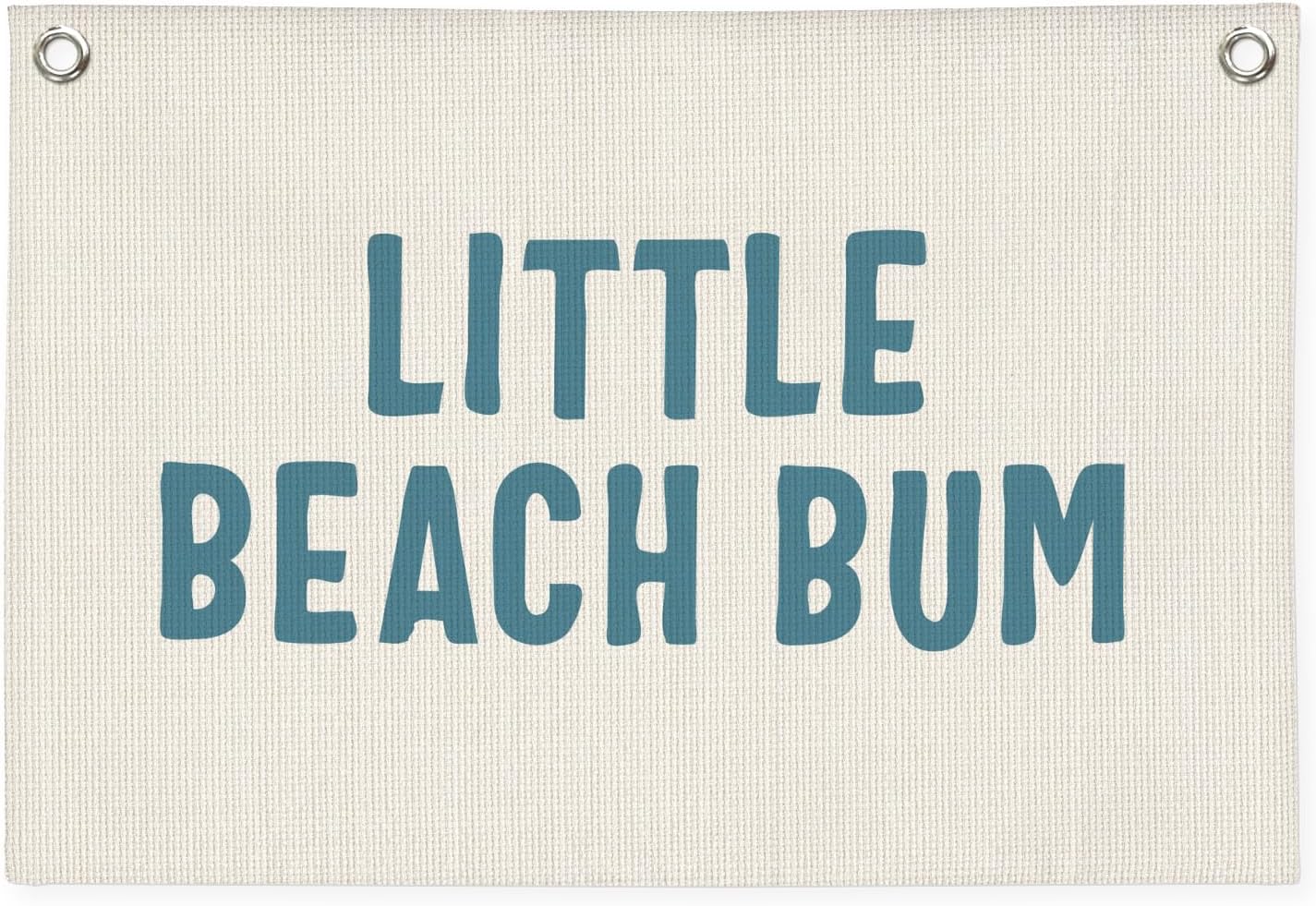 Little Beach Bum Canvas Banner - Coastal Nursery Wall Decor for Baby and Kids Room Nursery Playroom, Beach Theme Wall Hanging, Summer Surf Vibes, 30x20 Inch