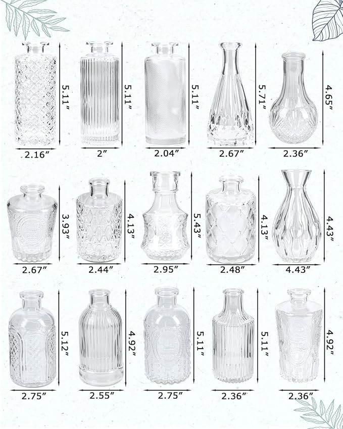 Yirilan Bud Vases Set of 32 PCS, Small Flower Vases for Table Centerpieces, Mini Vases for Single Stem Flowers, Glass Vases for Centerpieces, Wedding & Home Decor, Clear