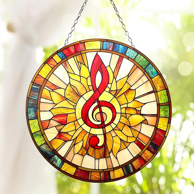Teacher Musical Suncatcher Window Decor Music Gift for Lover Piano Gifts Garden Sun Catchers Windows Indoor Hanging Decorations Outdoor Holiday