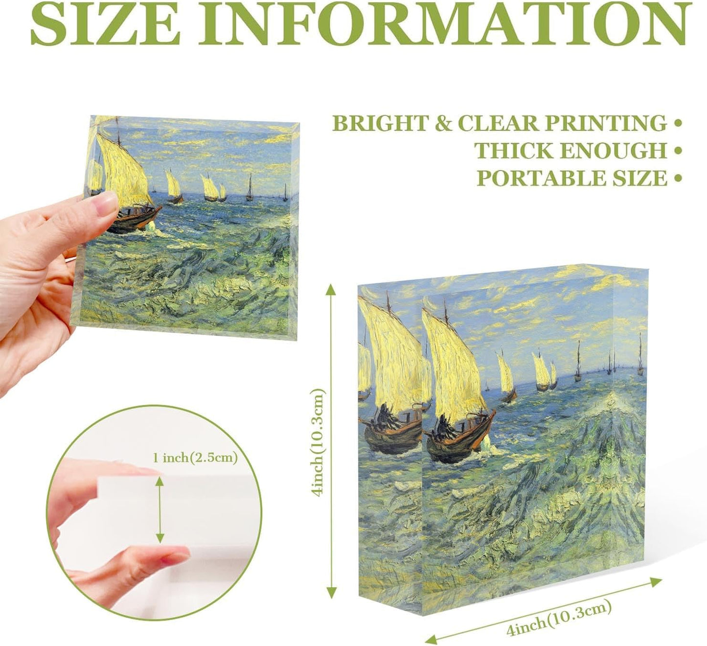 NOHSHE Clear Acrylic Decor Classical Art,Sailing Ship in The Harbor Valentine's Day Present - Housewarming Presents - Goodbye Presents for Coworkers Positive Wall Plaque 4 x 4 Inches