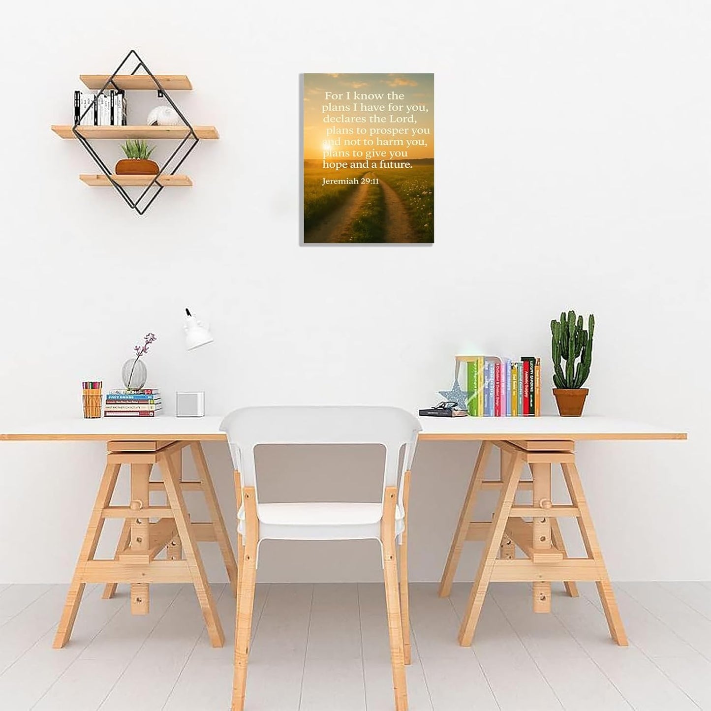 Jeremiah 29 11 Wall Art Bible Verse Watercolor For I Know The Plans I Have For You Poster Scripture Print Canvas Painting Christian Prayer Room Office Decor Framed 16 * 24 Inch