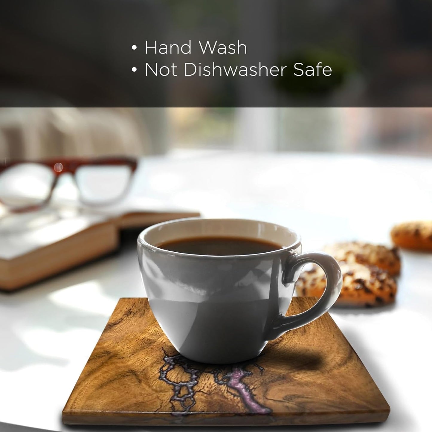 Beautiful Epoxy Resin and Wood Coaster Set - Ideal for Tabletop Protection - Enhance Your Coffee Table Decor - (Frcatal Burning Pink)