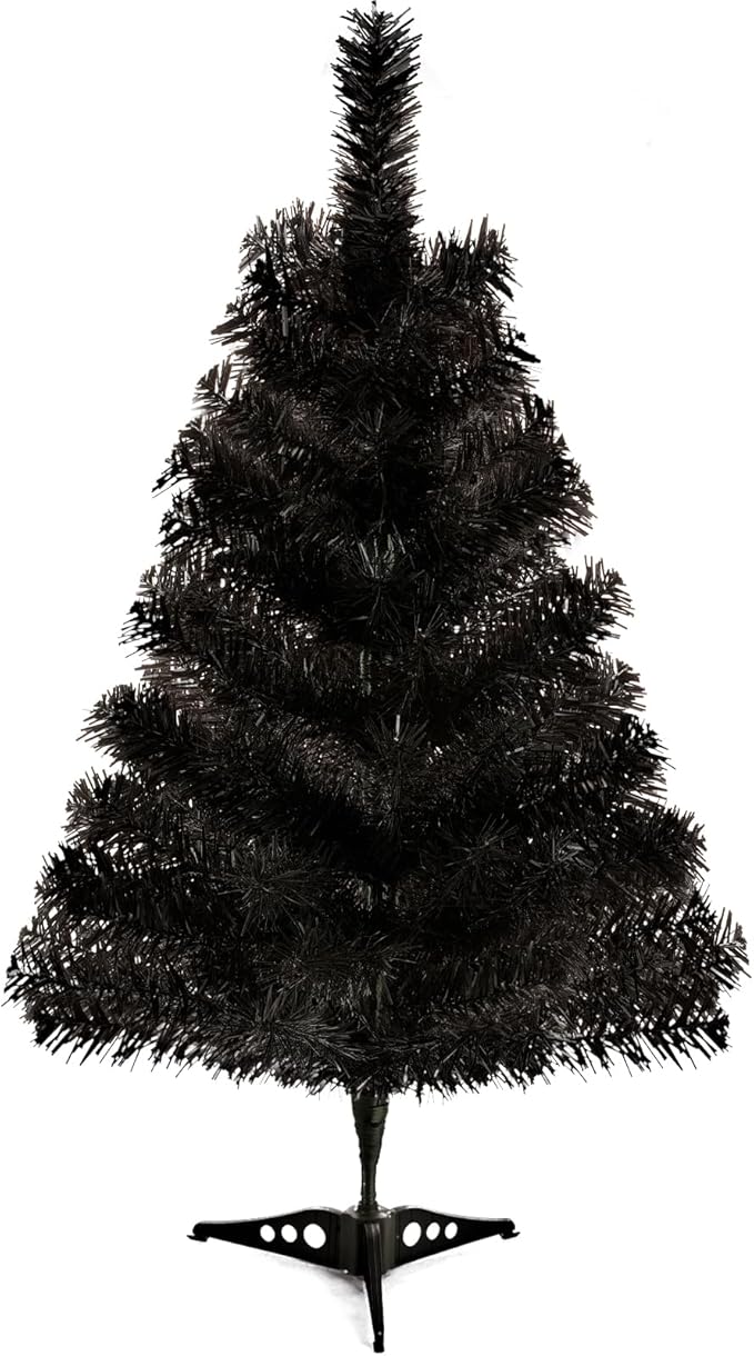 2FT Artificial Christmas Tree Black Tabletop Christmas Tree with Plastic Stand Mini Xmas Pine Tree for Party Supplies Indoor Outdoor Holiday Home Decoration(Black)