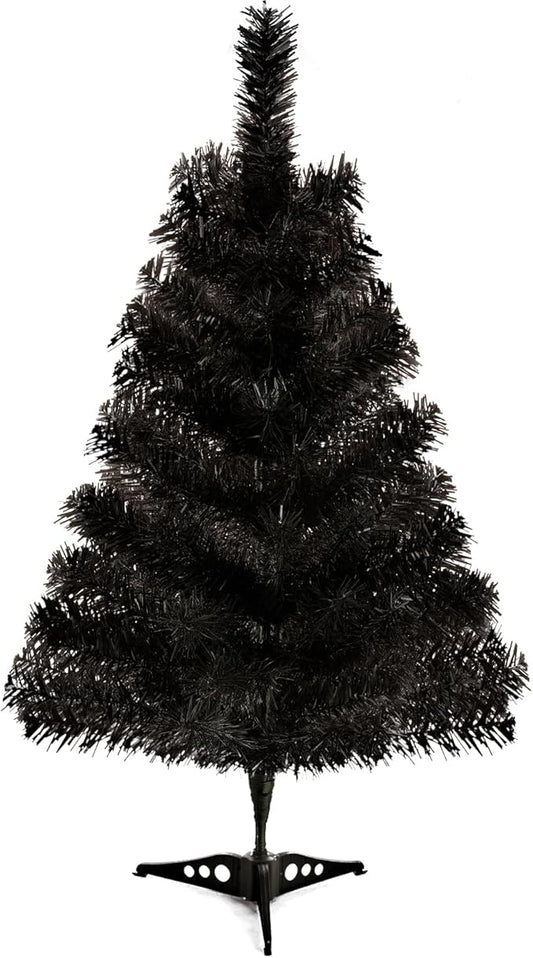 2FT Artificial Christmas Tree Black Tabletop Christmas Tree with Plastic Stand Mini Xmas Pine Tree for Party Supplies Indoor Outdoor Holiday Home Decoration(Black)