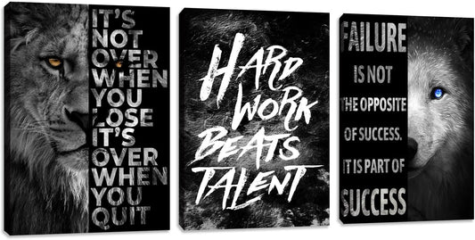 Inspirational Wall Art Framed Canvas Wall Art for Men Positive Quote Office Decor Motivational Poster 3 Pieces Living Room Bedroom Painting Wall Decor Print Picture Poster Framed Artwork (48"Wx24"H)