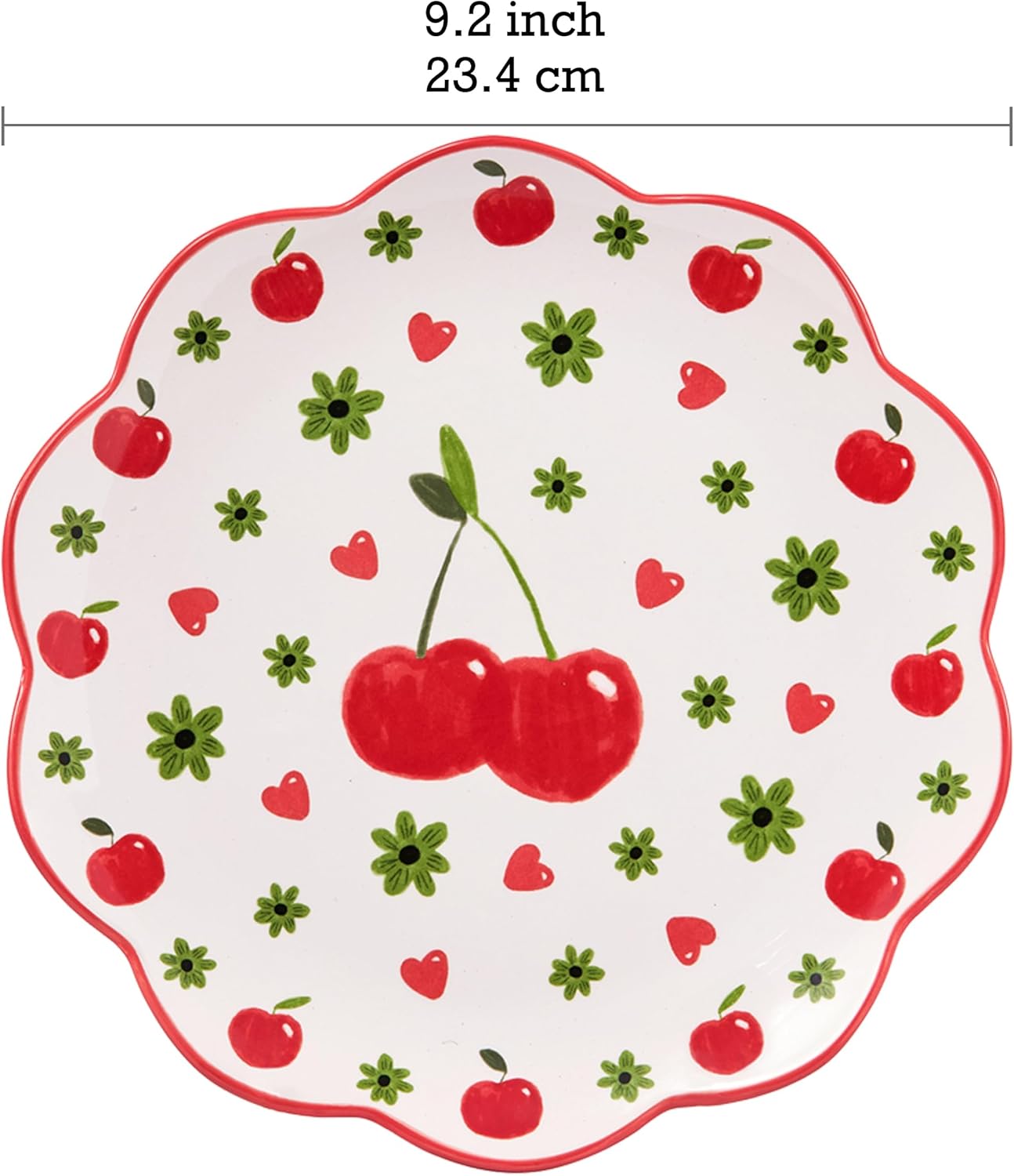 Bico Fruit Pop Scalloped Salad Plates Set of 4, 8.75 Inch Ceramic Dessert Plates for Salad, Appetizer, Side Dishes, Microwave and Dishwasher Safe, Gift for Housewarming and Thanksgiving