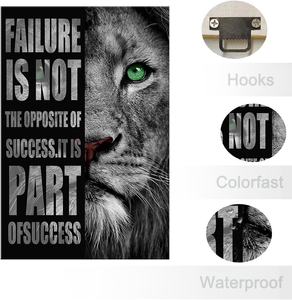 GoForArt Inspirational Canvas Wall Art, Motivational Animal Success Words Motto Office Bedroom Poster Print, Modern Lion Positive Dorm Room Wall Decor 12x18in