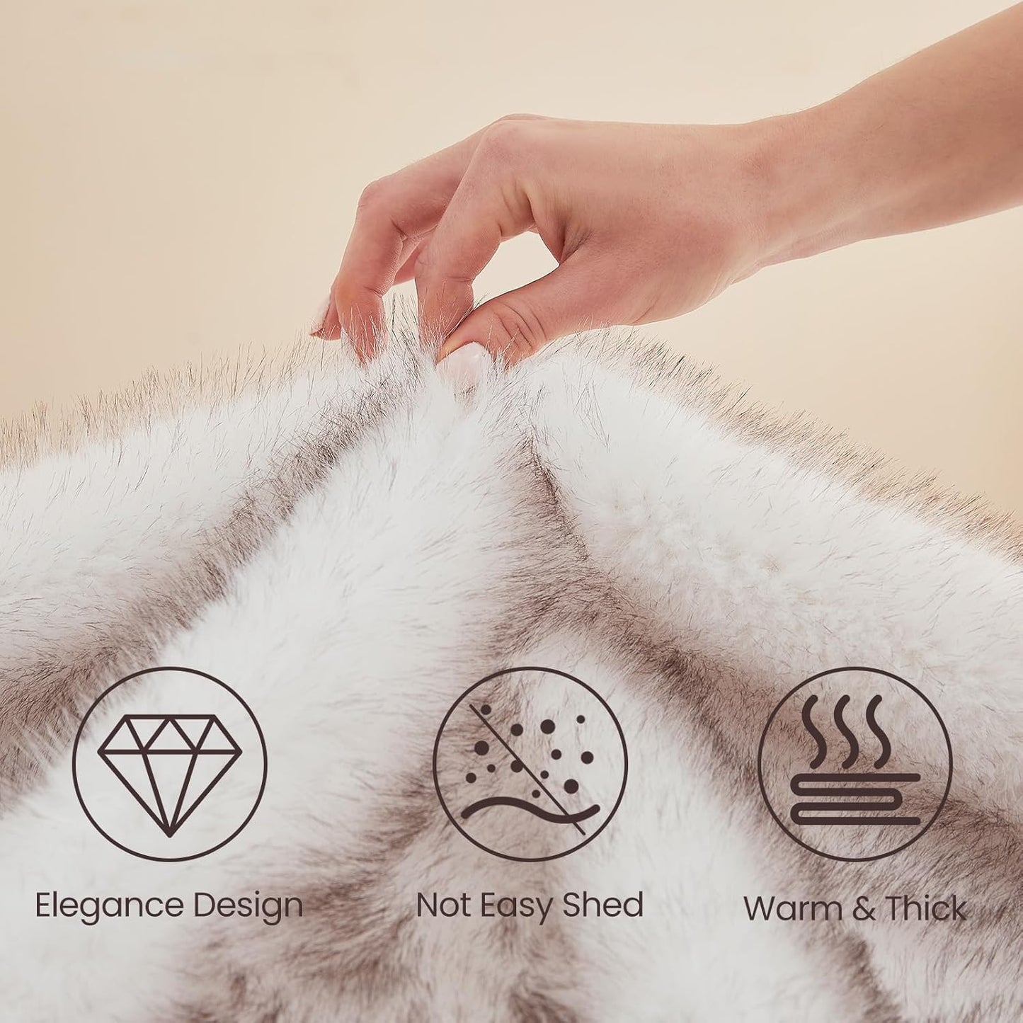 L'AGRATY Faux Fur Throw Blanket: 50''x 60'' Luxury Fluffy Plush Thick Faux Fur Blanket for Bed Couch Sofa - Cozy Soft Fuzzy Blankets for Women Man: Minky Couture Decoration Blanket (White Beige)