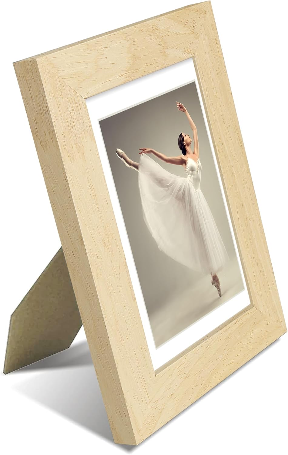 iRahmen 4x6 Picture Frame Set of 2, Wood Photo Frame with HD Glass - Display Pictures 3.5x5 with Mat or 4 x 6 without Mat for Horizontal or Vertical Tabletop and Wall Mounting