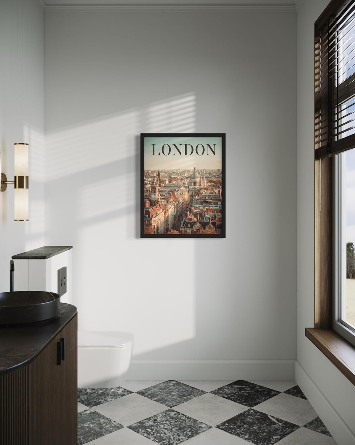 London, United Kingdom Art Print Poster, Europe Vintage City Retro Photography Skyline Travel Bedroom Bathroom Living Room Decor 183 (London, United Kingdom, 24 x 36 inches, Unframed)