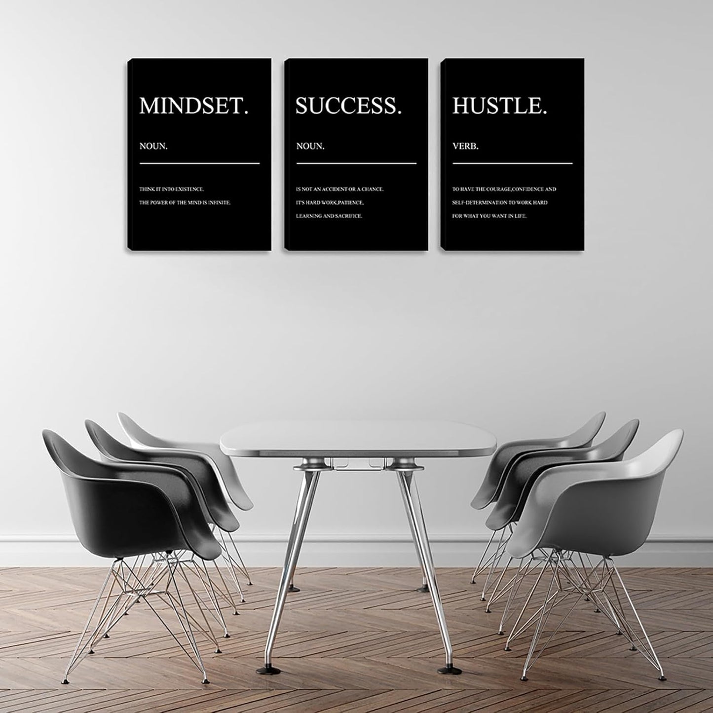 Inspiring Hustle Painting Prints Motivational Black Quotes Success Noun Posters Office Wall Decor Artwork Inspirational Canvas Wall Art Home Living Room Bedroom Framed Artwork (48" Wx24 H)