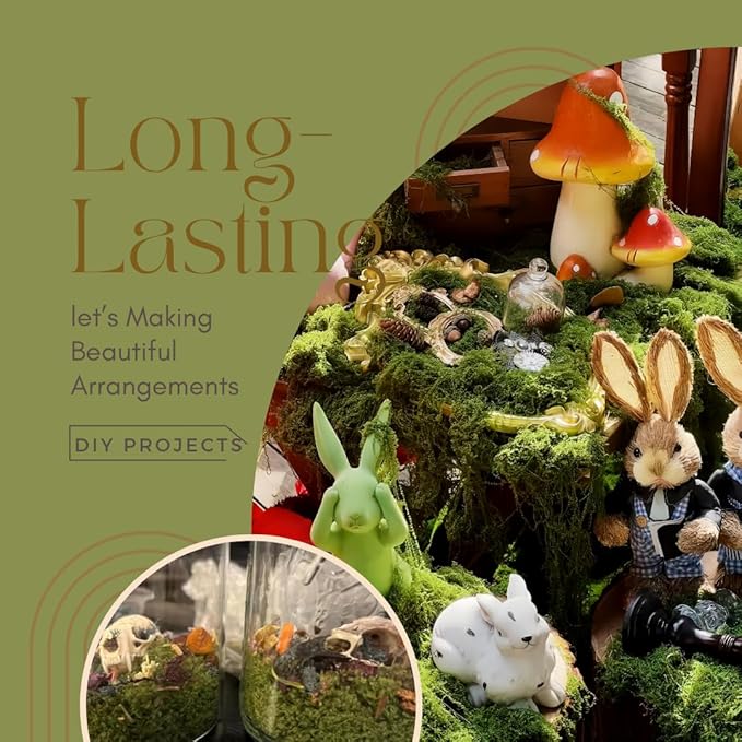 3.5OZ Fake Moss for Plants Indoor - Artificial Moss for Table Centerpieces, Fairy Gardens, Terrariums - Realistic Faux Grass for Wedding Christmas Party Decor (Natural Green)