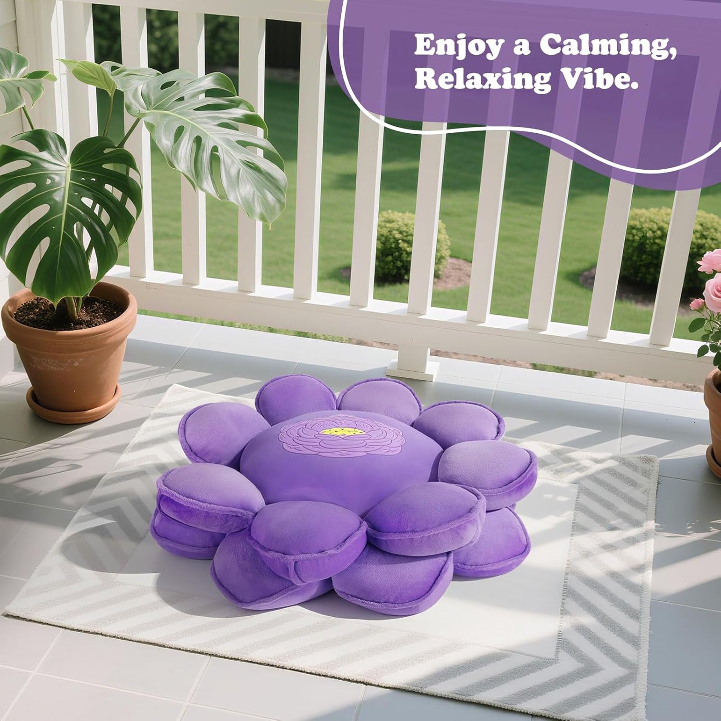 Lotus Flower Floor Pillows, Large Cushion Inspired by Lotus Flower Design, Decorative Seating for Living Room, Bedroom, and Lounge, Soft Washable Floor Cushion for Relaxation, and Family Activities