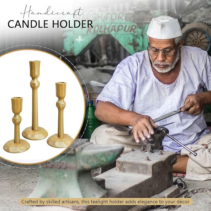 TIED RIBBONS Candlestick Holders | Iron, Set of 3 | Candle Stick Holders | Mud Taper Candle Holders for Table Centerpiece, Halloween Decorations, Fits 3/4 inch Thick Candles