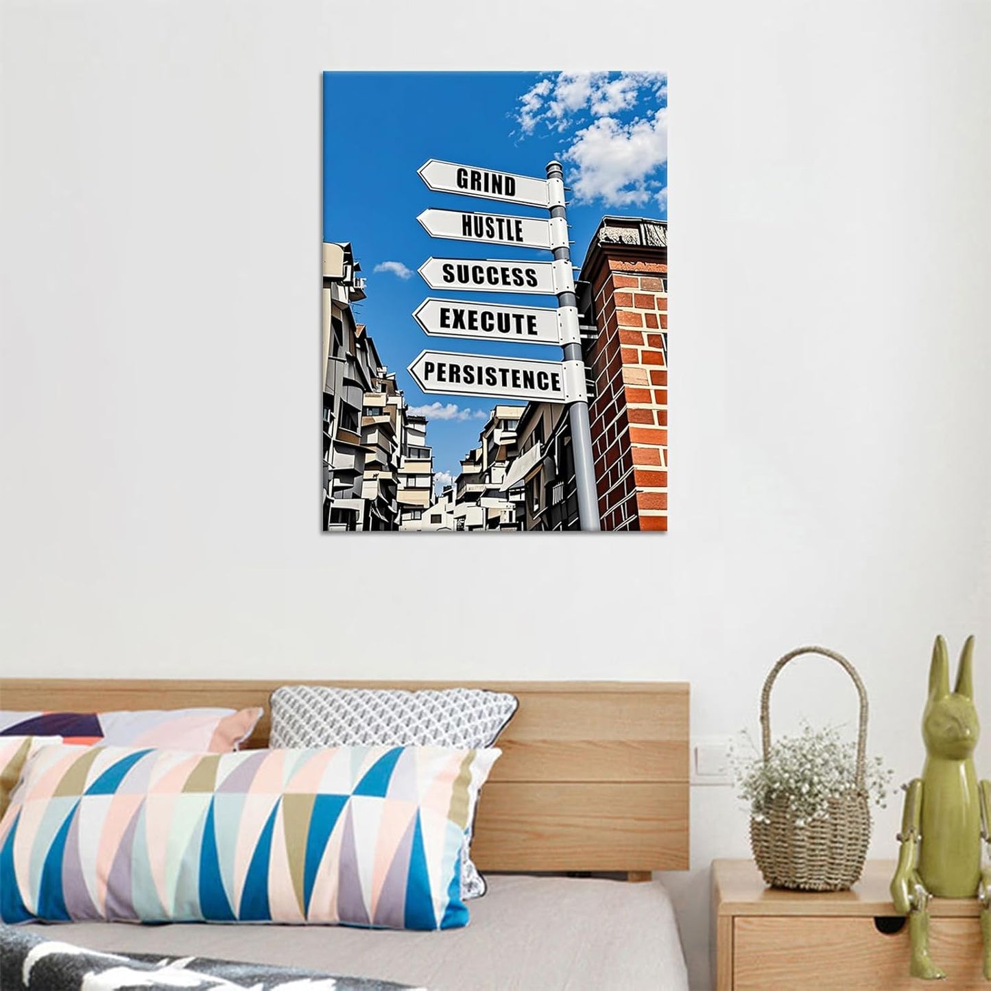 Inspirational Canvas Wall Art Home Decor Street Sign Motivational Entrepreneur Quotes Painting Poster Positive Theme Picture Print Artwork for Bedroom Office Gym Stretched and Framed [18''Hx24''W]