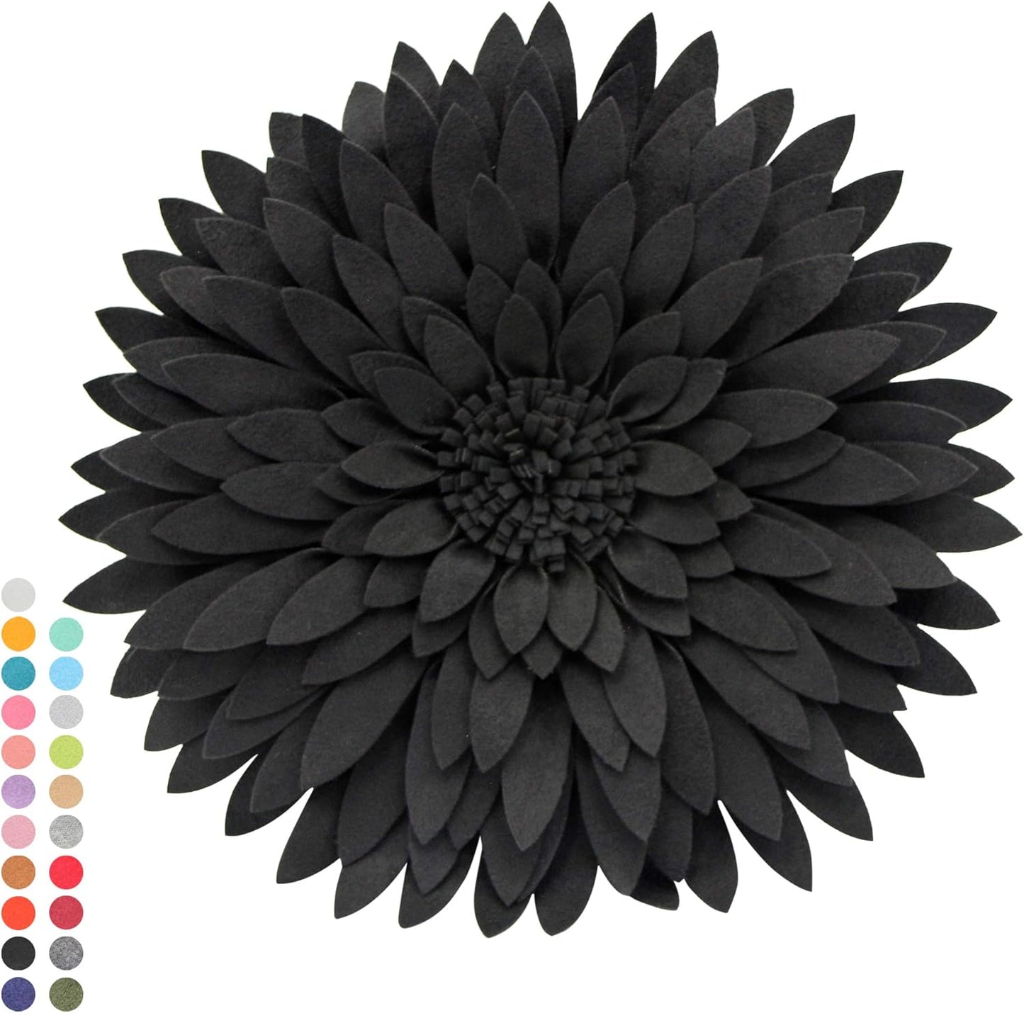 Contempo Lifestyles 3D Daisy Flower Decorative Pillow - Sunflower Throw Pillow for Couch & Bed - Shaped Decor (14.5" Flower, 13" With Insert, Black)