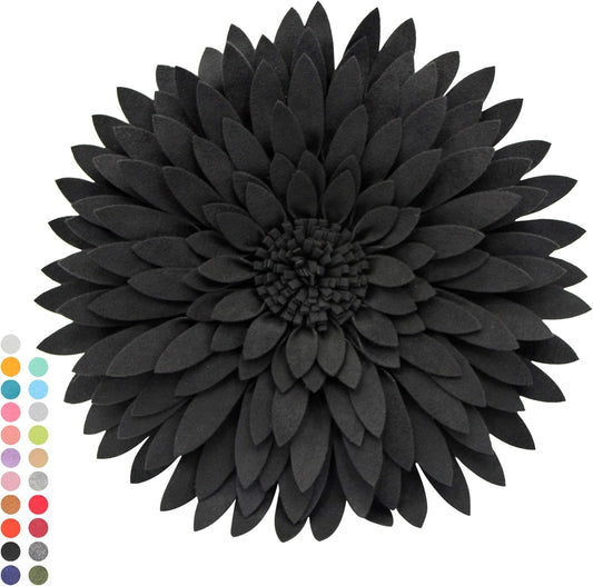 Contempo Lifestyles 3D Daisy Flower Decorative Pillow - Sunflower Throw Pillow for Couch & Bed - Shaped Decor (14.5" Flower, 13" With Insert, Black)