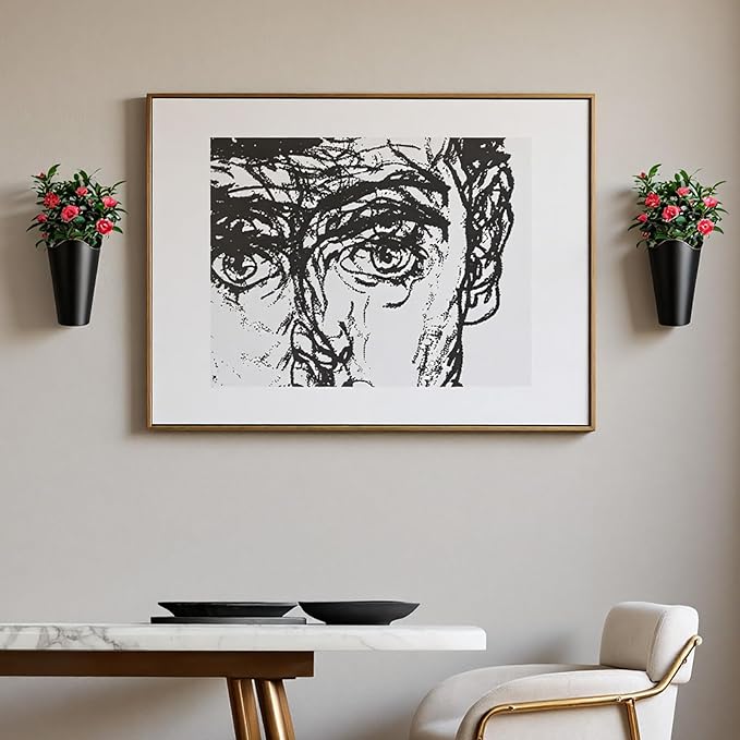 2 Packs Metal Wall Planter Wall Vase Hanging Planters for Artificial Plants Flowers Farmhouse Tall Flower Holder Fake Flowers Vase for Country Home Outdoors Decor(Black)