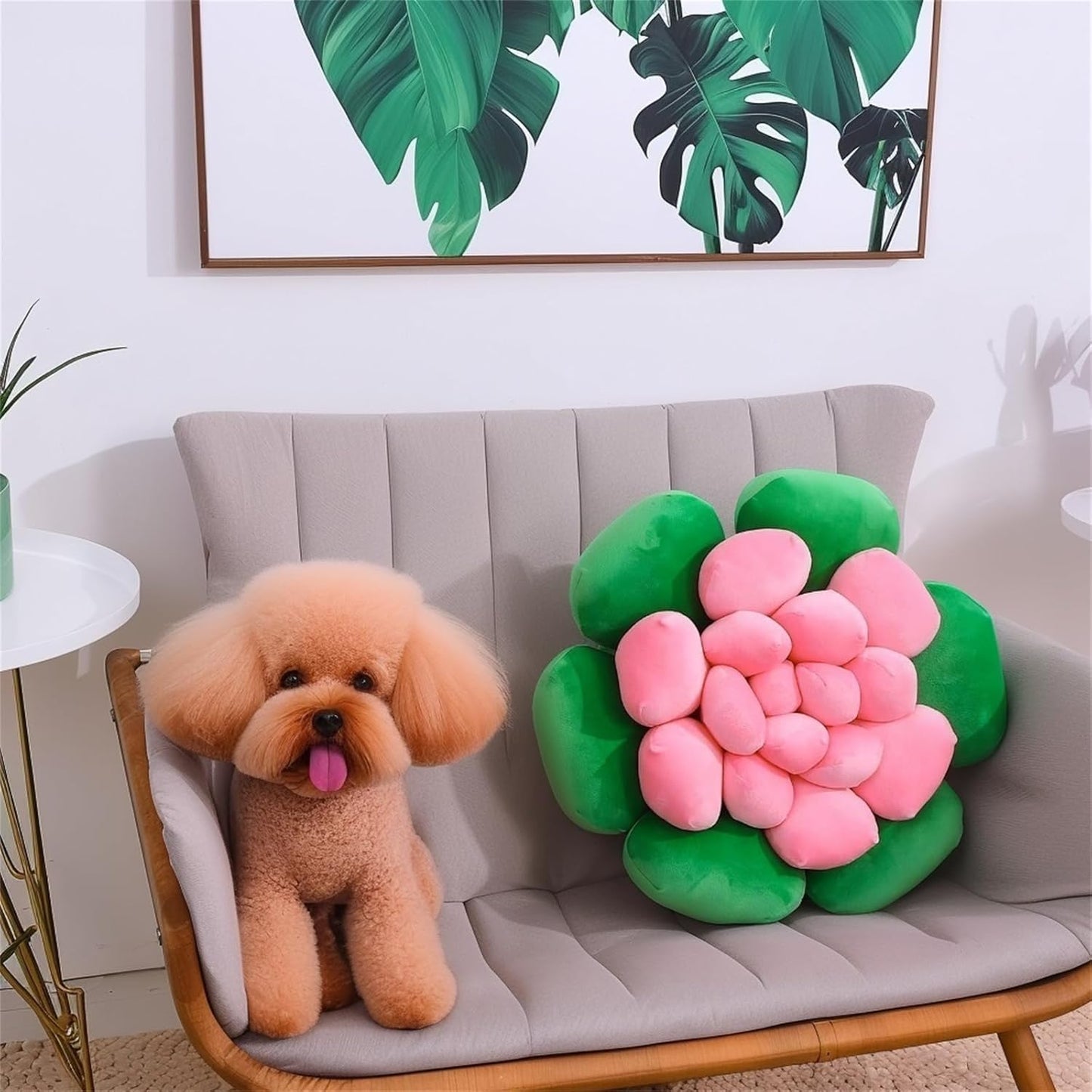 Fleshy Greenery Plush Cushion – Hand-Stitched 3D Flower Throw, Botanical-Shaped Accent for Bedroom, Living Room, and Home Décor, 40cm/15.75inch