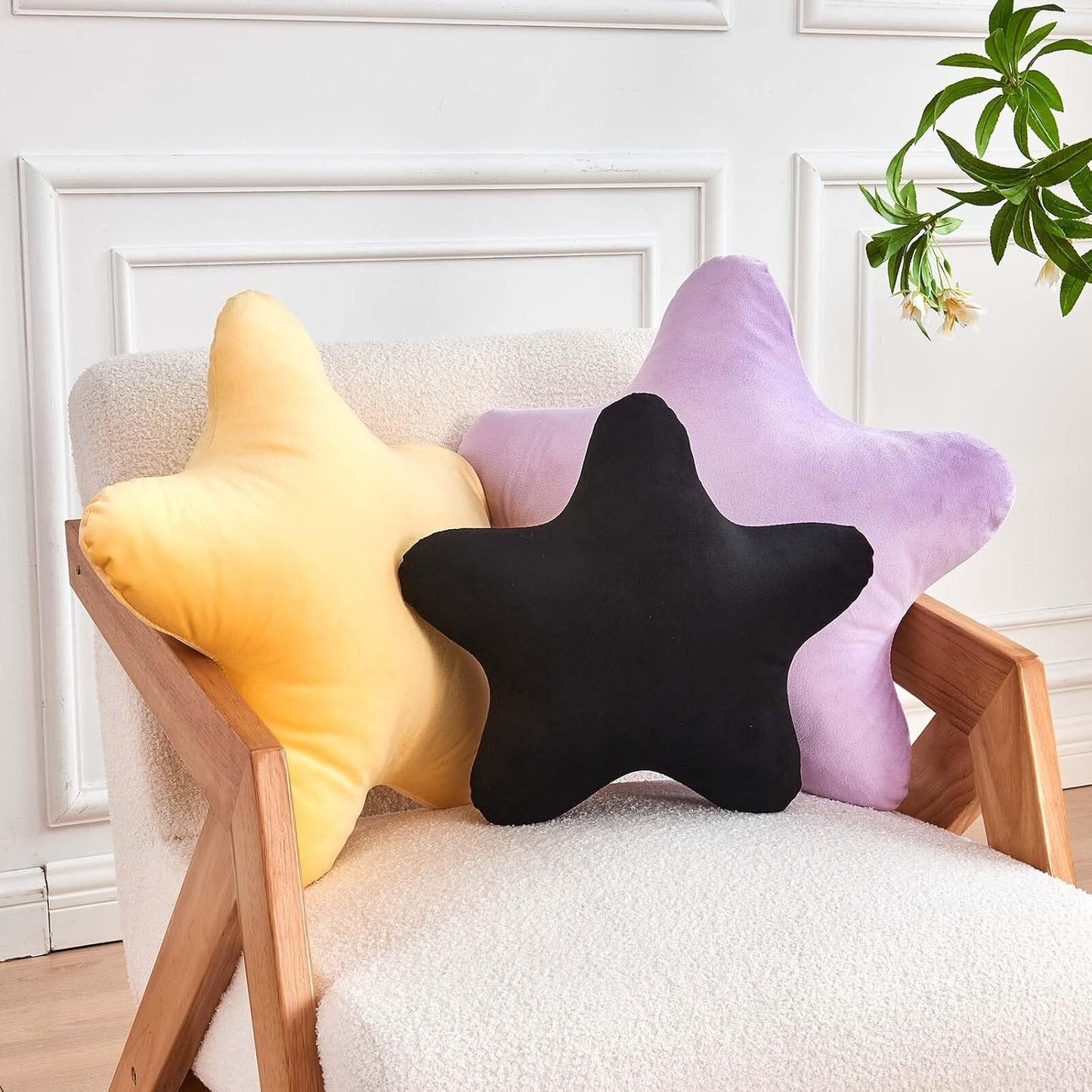 Lavender Star Throw Pillow, Cute Star Pillow Room Decor, Soft 14.9" Star Shaped Decorative Throw Pillow for Bedroom, Star Plush Floor Cushions Pillows