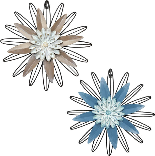 LIFFY Metal Flowers Wall Art Decor Set - 3D Multi-Layer Design Accent Wall Decor, 11 inches - Stunning Wall Art and Decor for Living Room, Bedroom, Sunroom and Outdoor Spaces